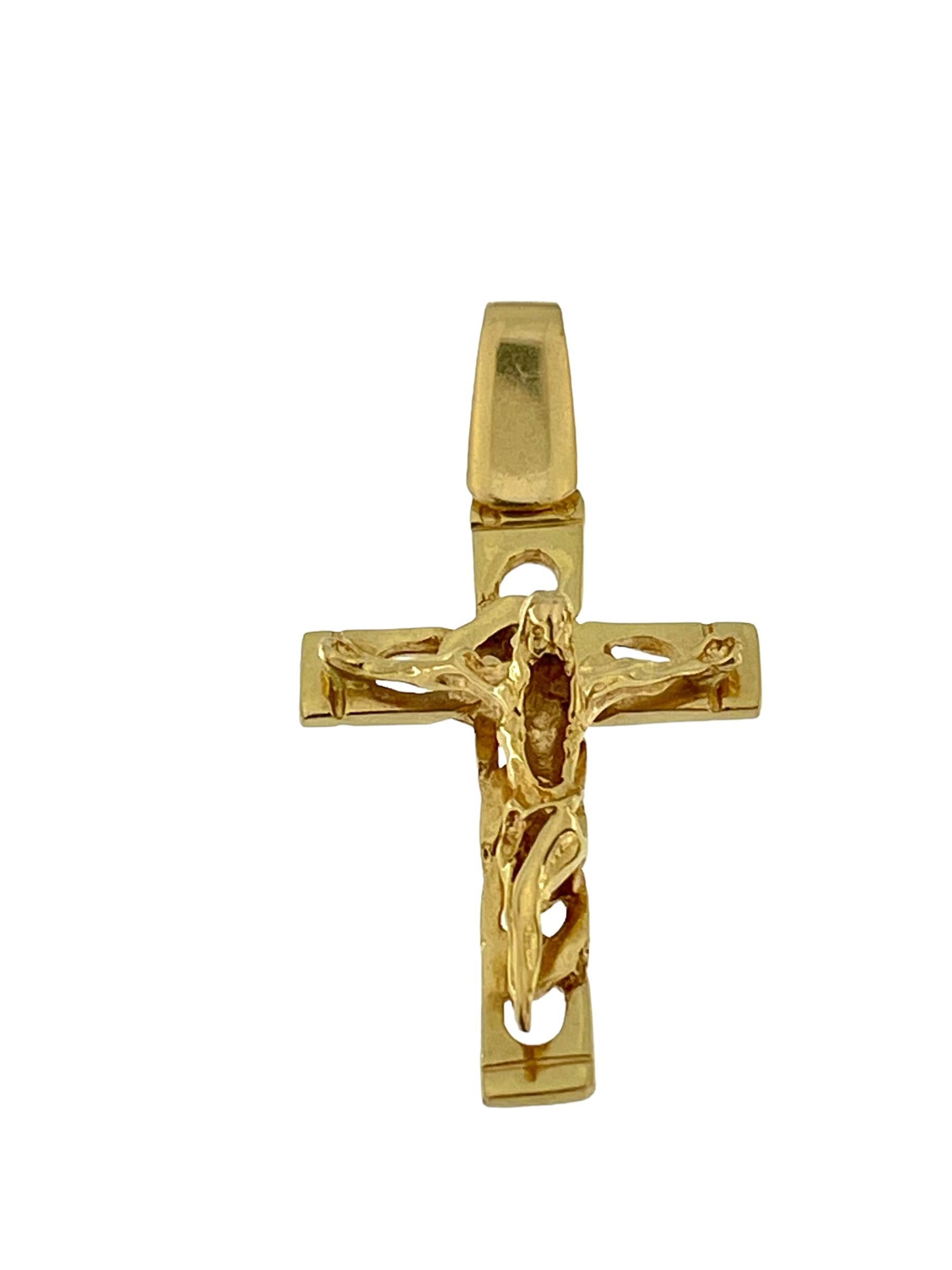 Crocifisso francese in oro giallo con design a catena In condizioni buone in vendita a Esch sur Alzette, Esch-sur-Alzette