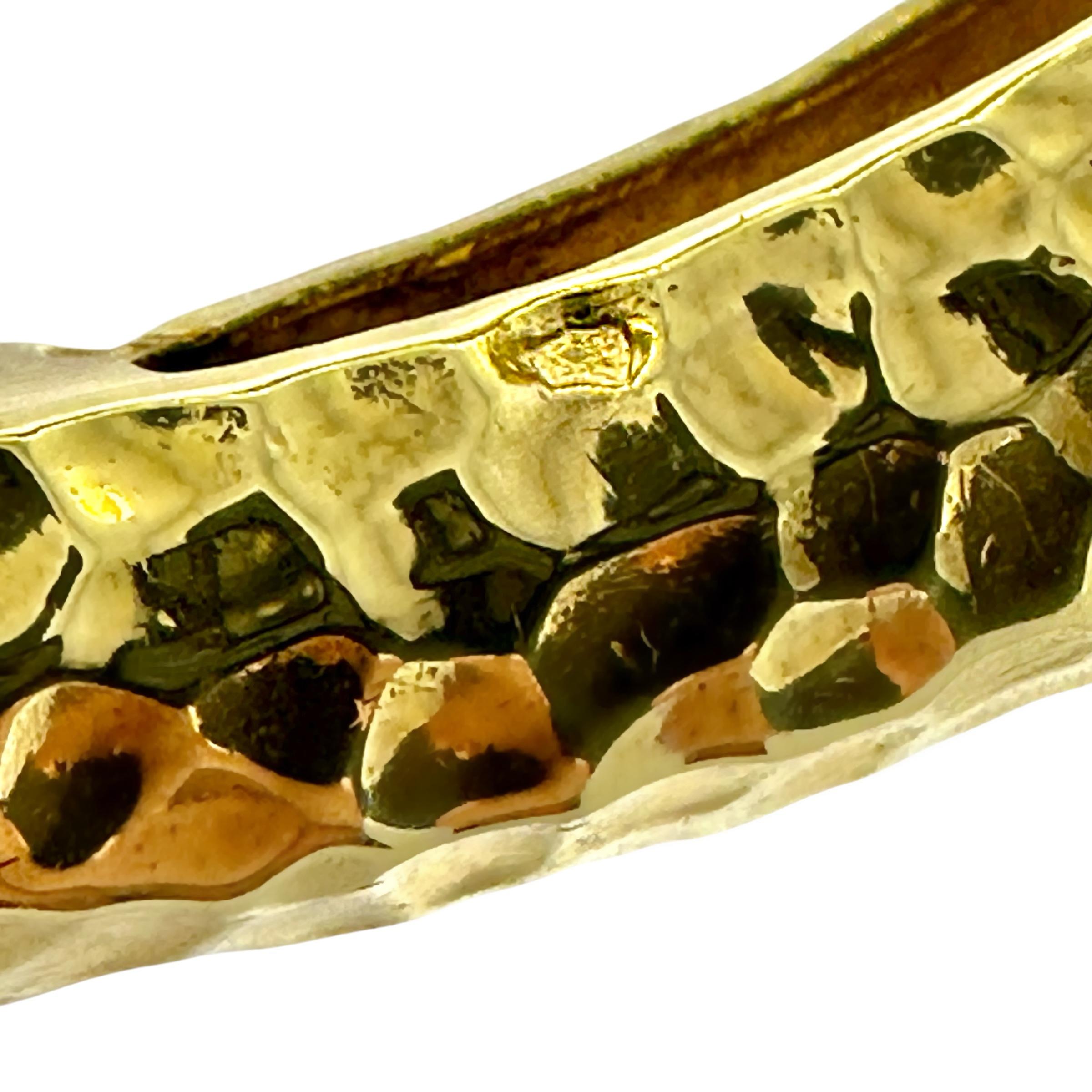 French Yellow Gold & Diamond Big Cat Double Head Cuff Bracelet With Emerald Eyes For Sale 3