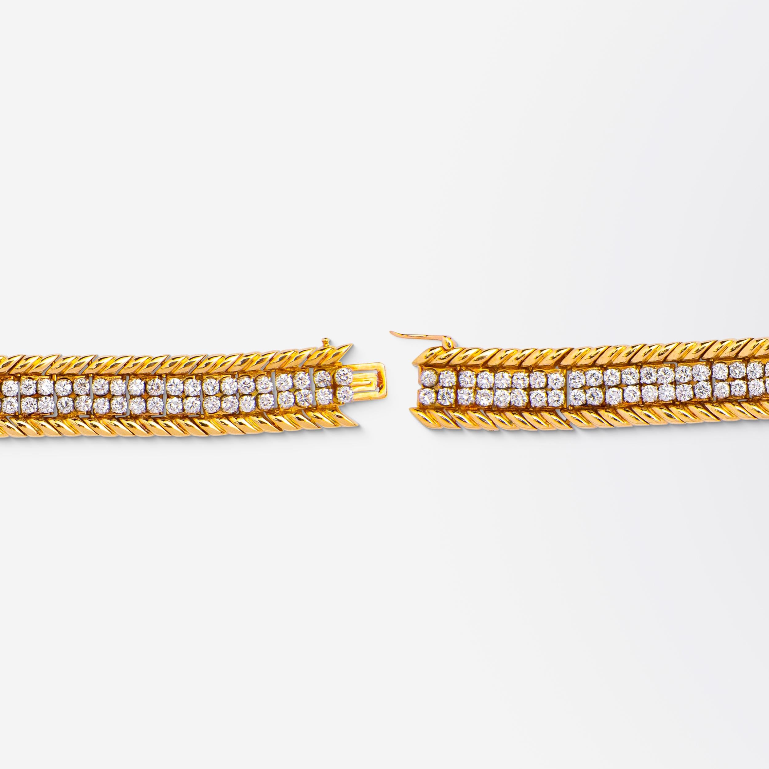 Modern French Yellow Gold & Diamond Bracelet For Sale