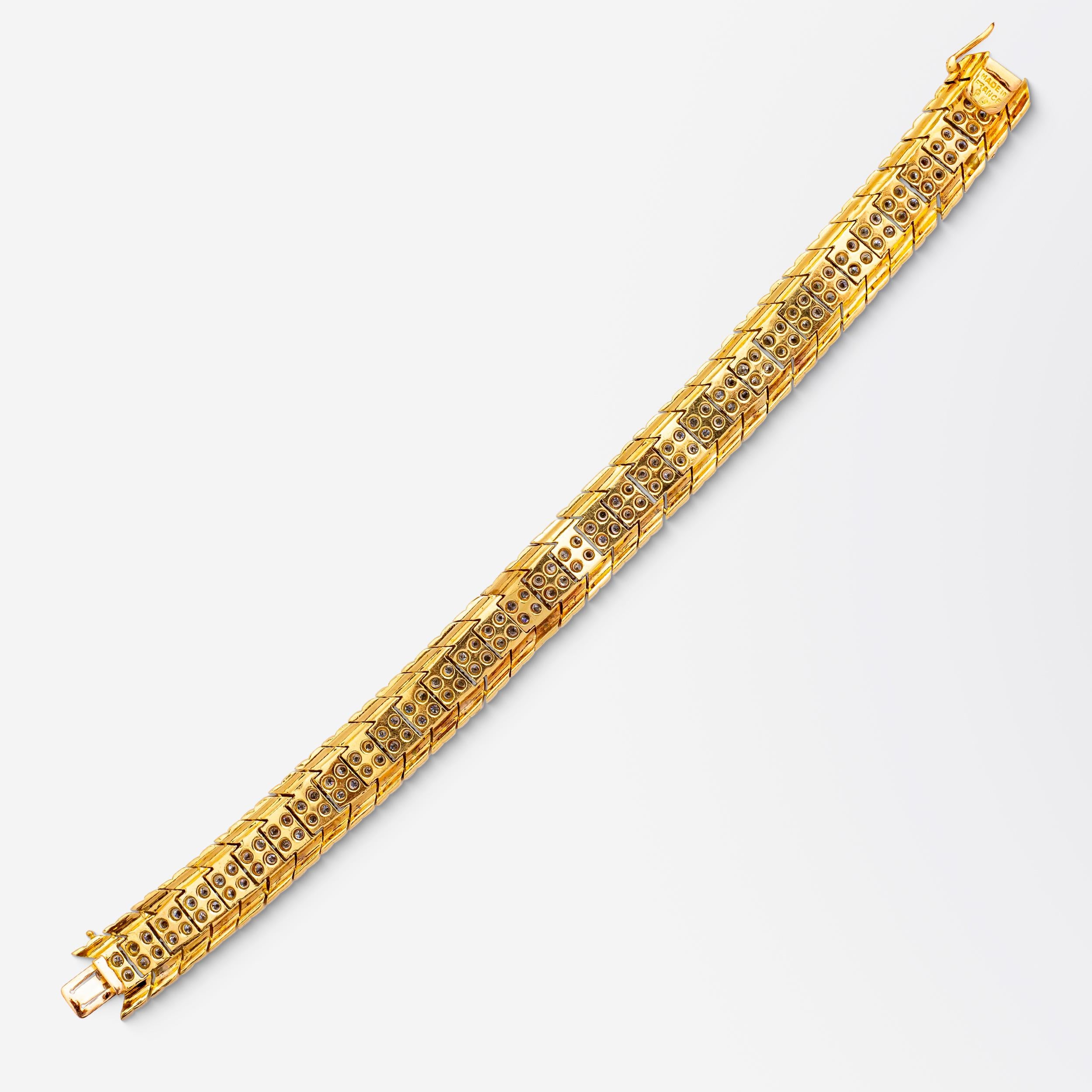 Brilliant Cut French Yellow Gold & Diamond Bracelet For Sale