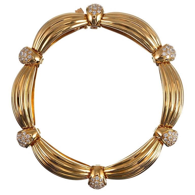 French Yellow Gold and Diamond Bracelet, signed “OJ Perrin” For Sale at ...