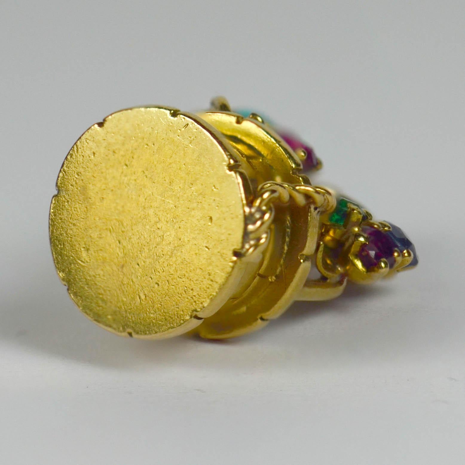 French Yellow Gold Gem Set Wishing Well Charm Pendant 2