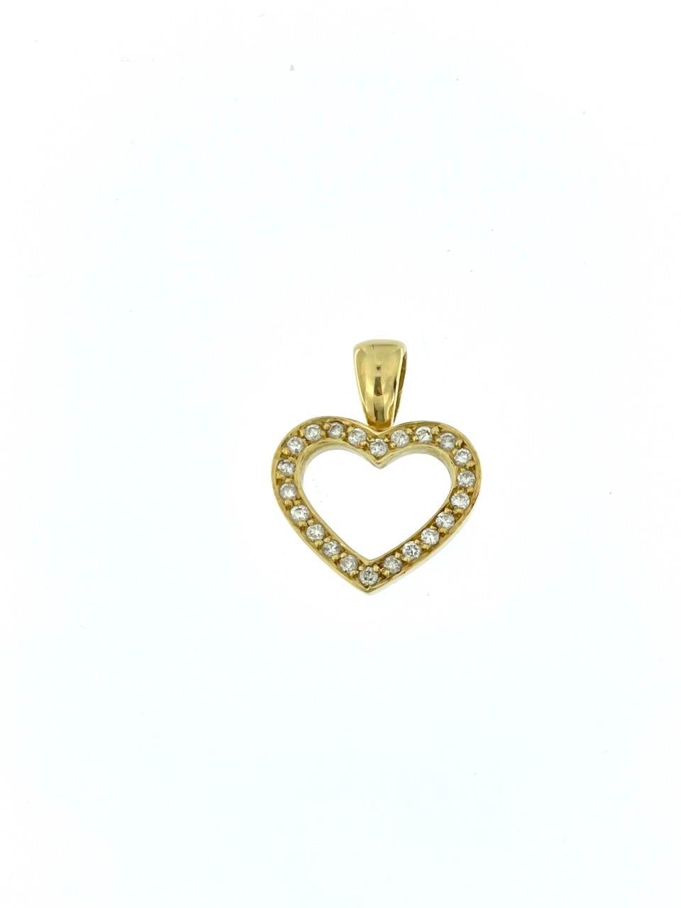 The French Yellow Gold Heart with Diamonds is a captivating and elegant piece of jewelry that combines the warmth of yellow gold with the brilliance of diamonds. This exquisite item typically features a heart-shaped design crafted from yellow gold,