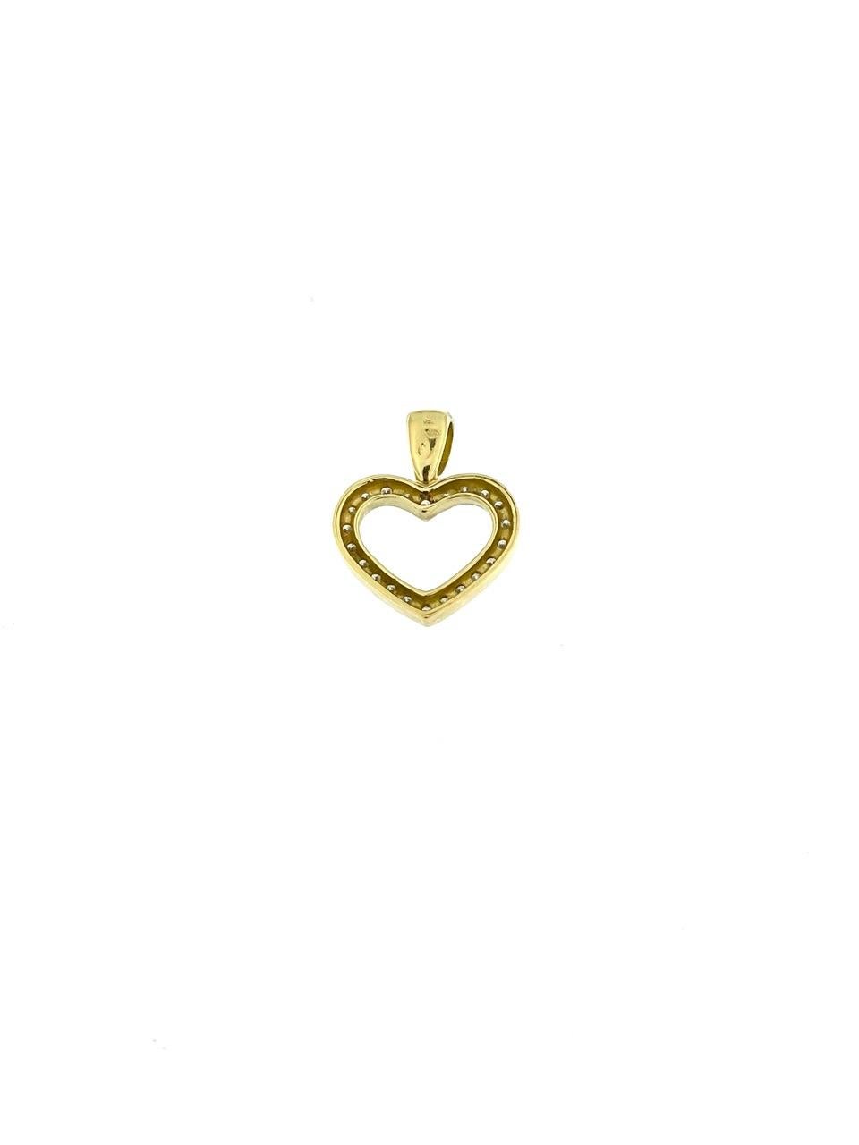 Modern French Yellow Gold Heart with Diamonds For Sale