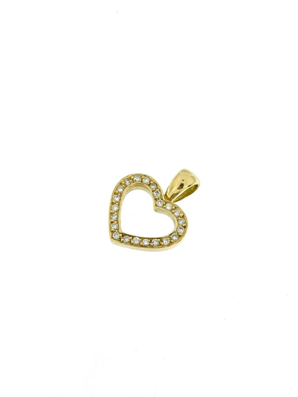 Brilliant Cut French Yellow Gold Heart with Diamonds For Sale