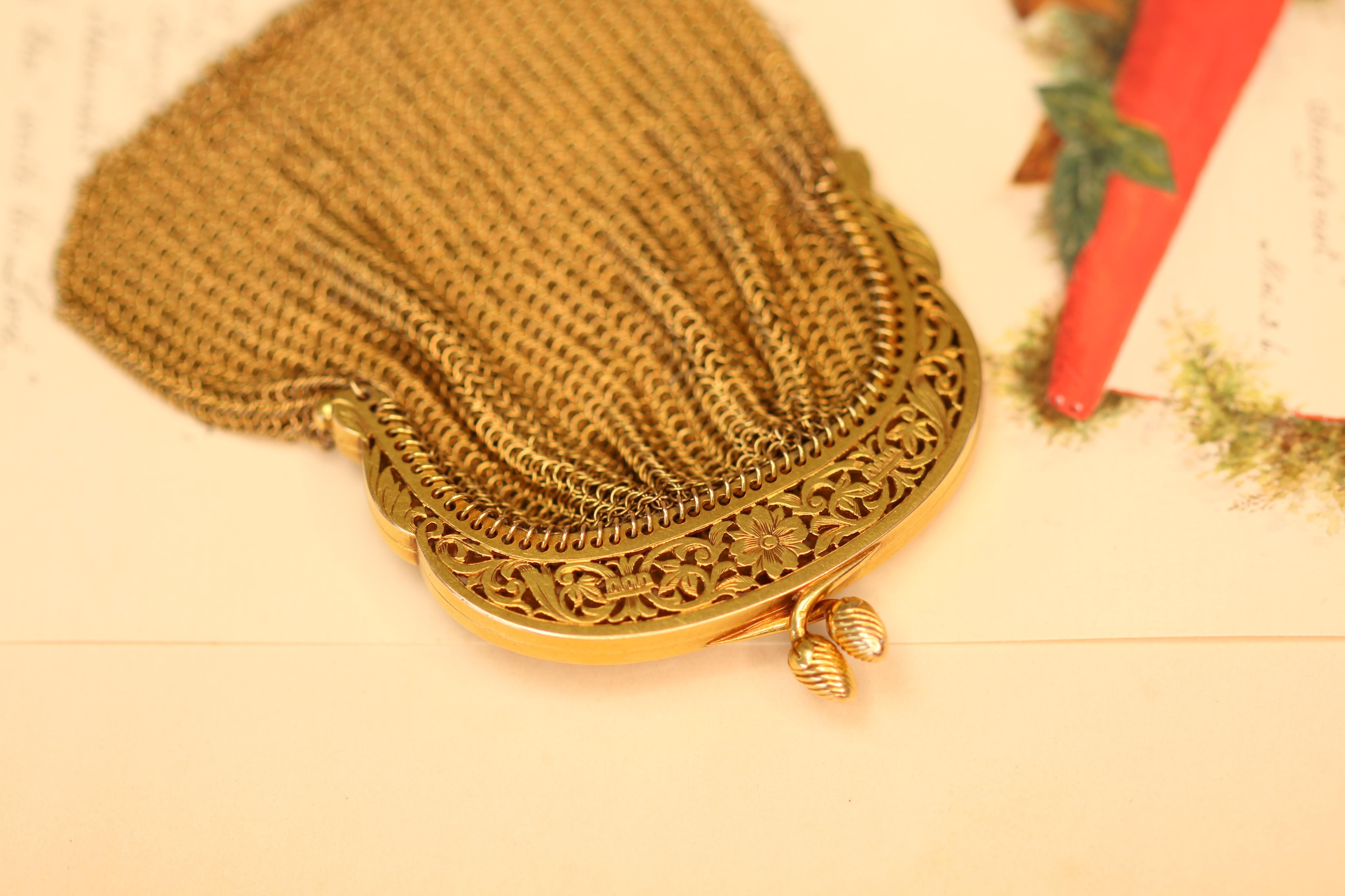 French Yellow Gold Mesh Purse 1