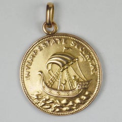 French Yellow Gold St George Coin Charm Pendant