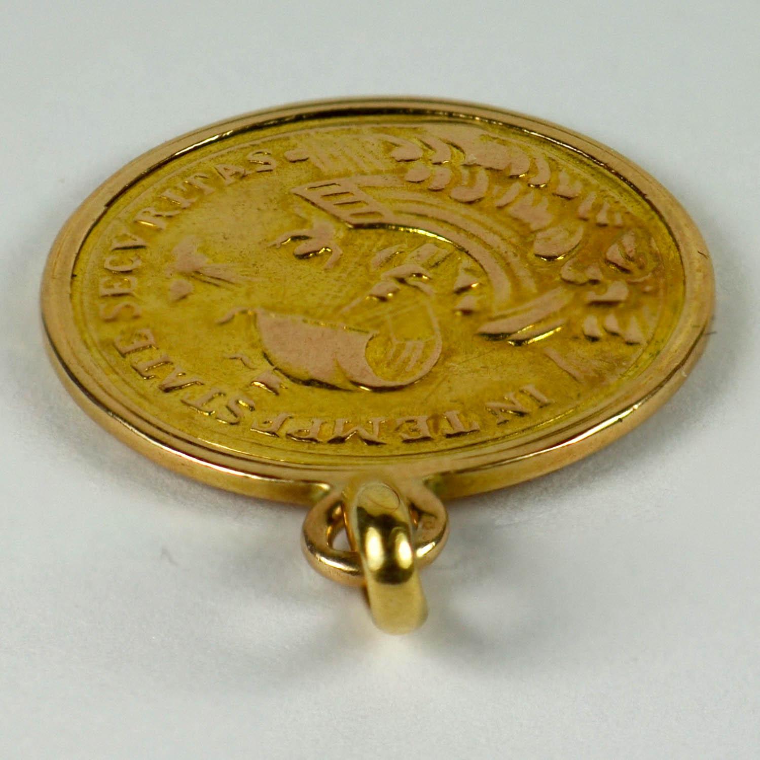 French Yellow Gold St George Coin Charm Pendant In Good Condition In London, GB