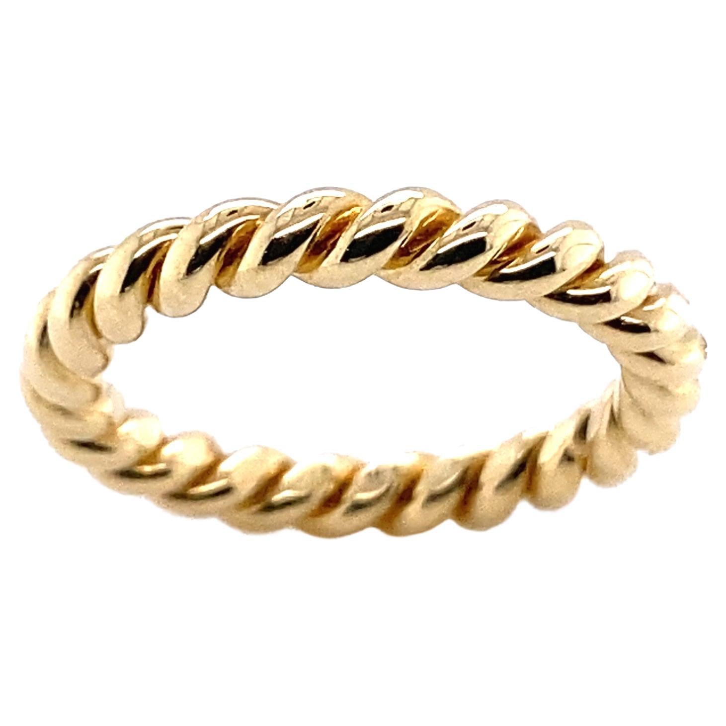 French Twisted Ring Yellow Gold 18 Karat For Sale