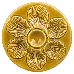 French Yellow Majolica Oyster Plate Proceram, circa 1950