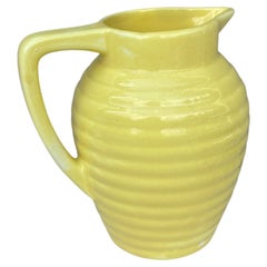 French Yellow Majolica Pitcher Onnaing, circa 1920