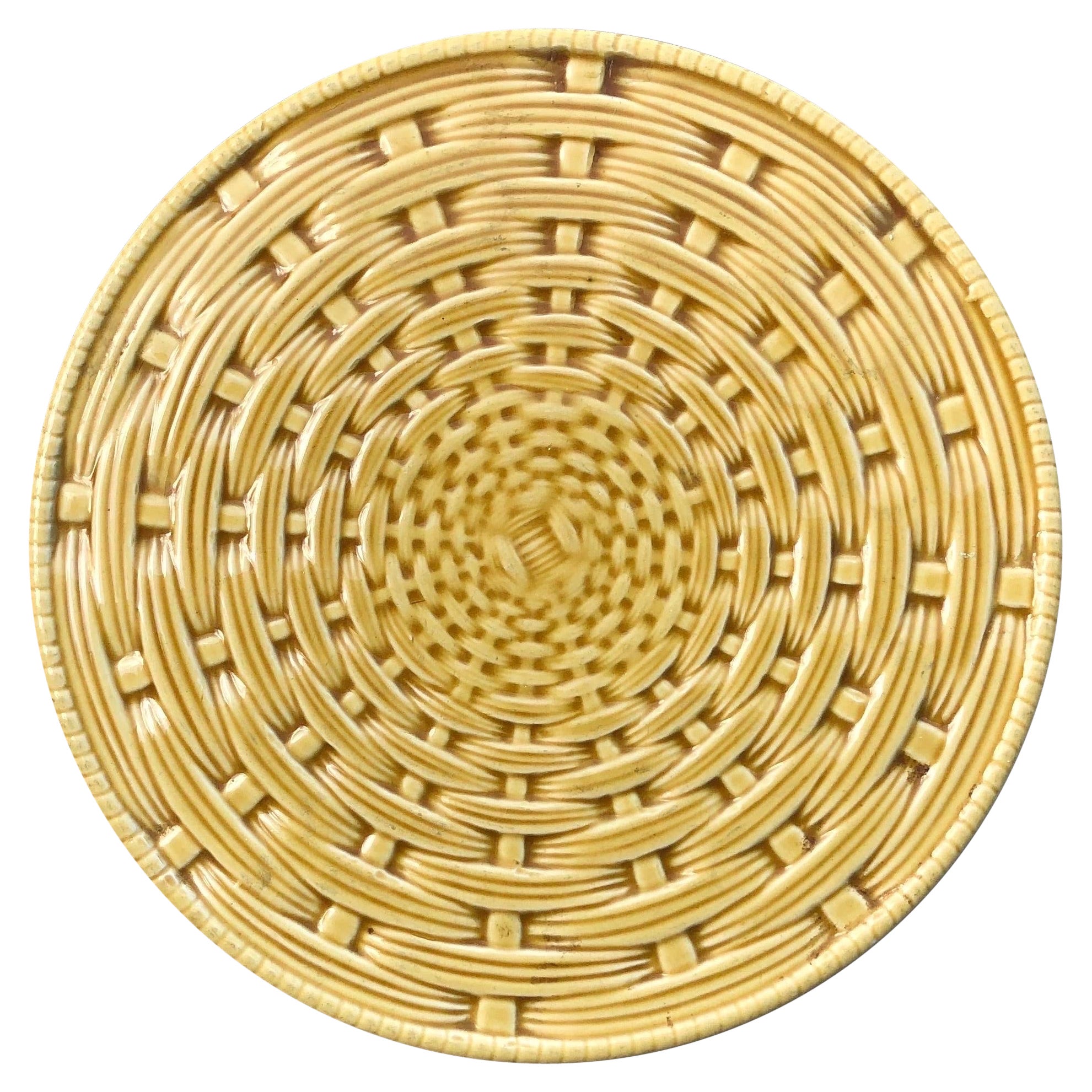 French Yellow Majolica Trivet Sarreguemines, Circa 1930