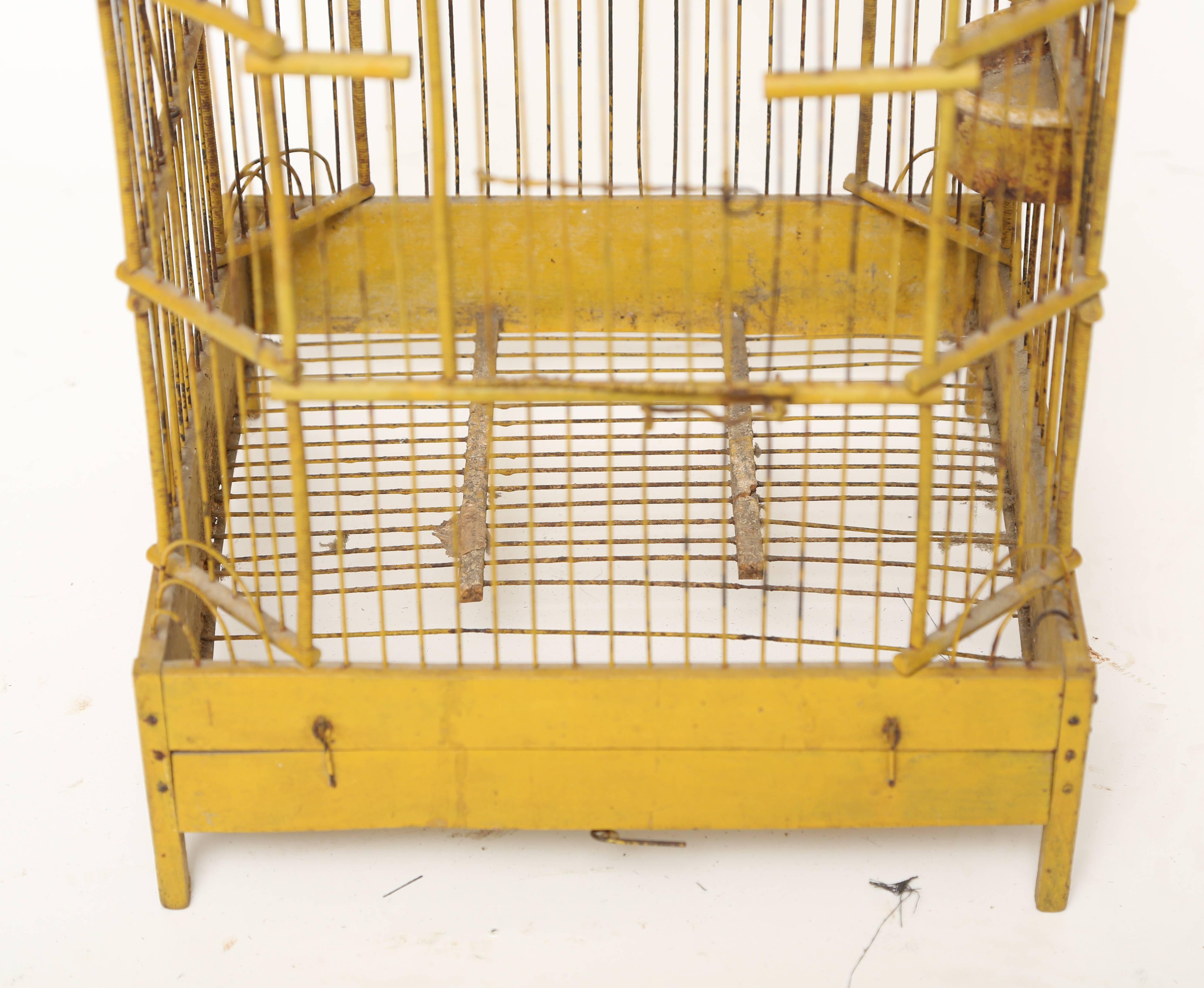 French Yellow Ochre Bird Cage In Good Condition In West Palm Beach, FL