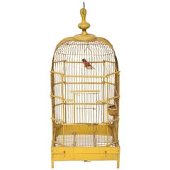 Antique French Yellow Ochre Bird Cage