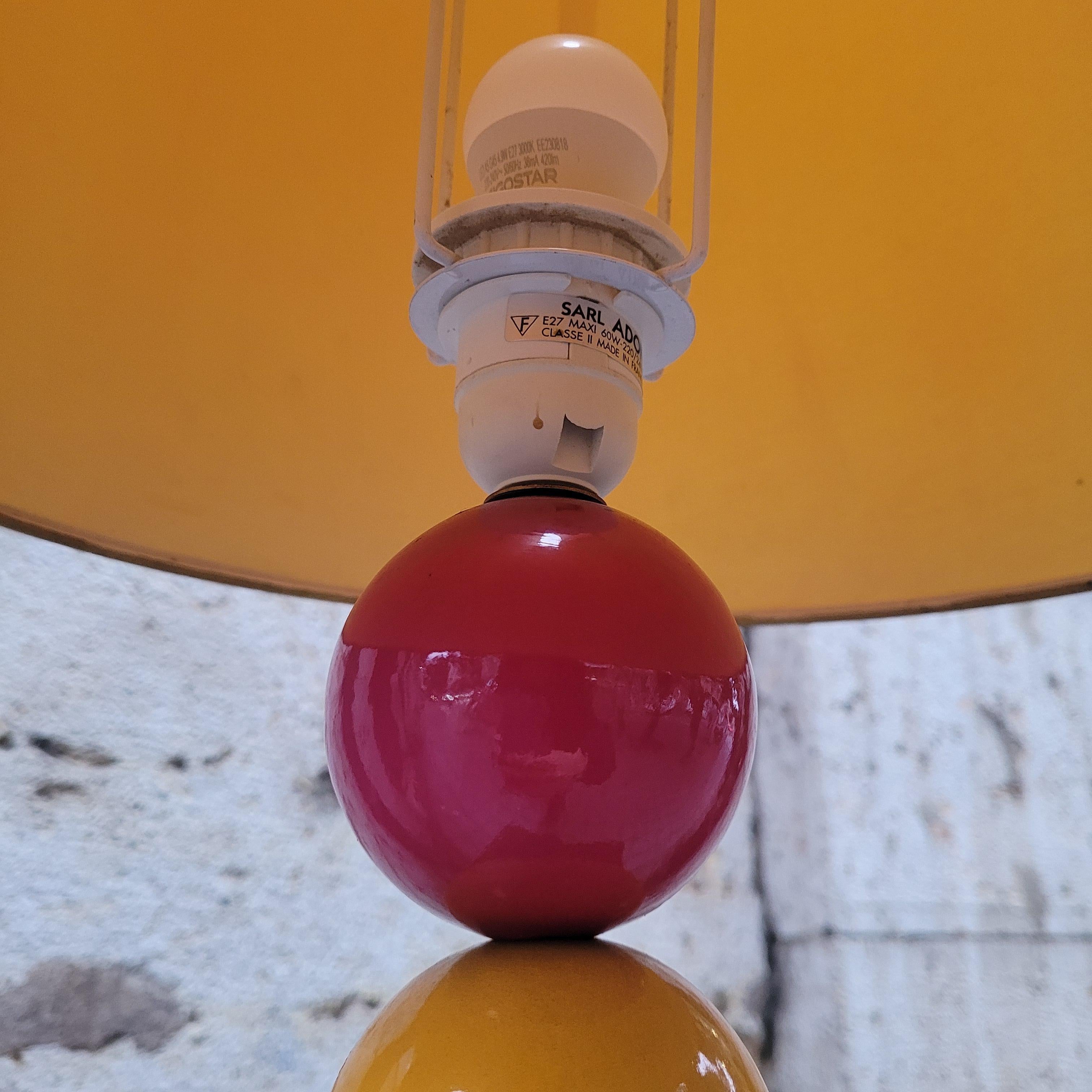 French yellow orange black floor lamp in glazed ceramic, After Chatain 6