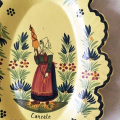 French Yellow Quimper Platter Henriot Quimper, circa 1920