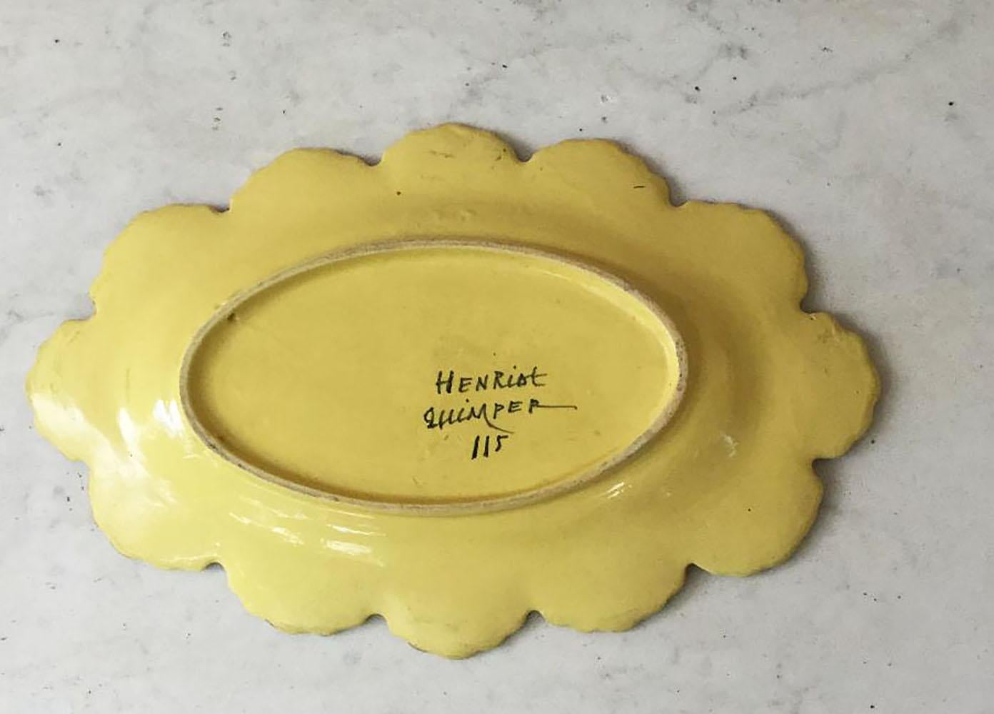 French Yellow Quimper Platter Henriot Quimper, circa 1920 In Good Condition In Austin, TX