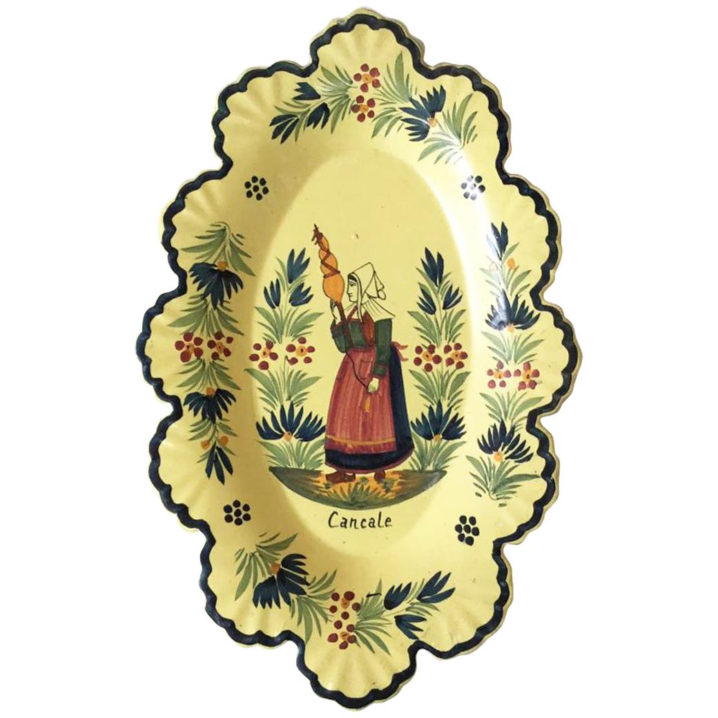 French Yellow Quimper Platter Henriot Quimper, circa 1920