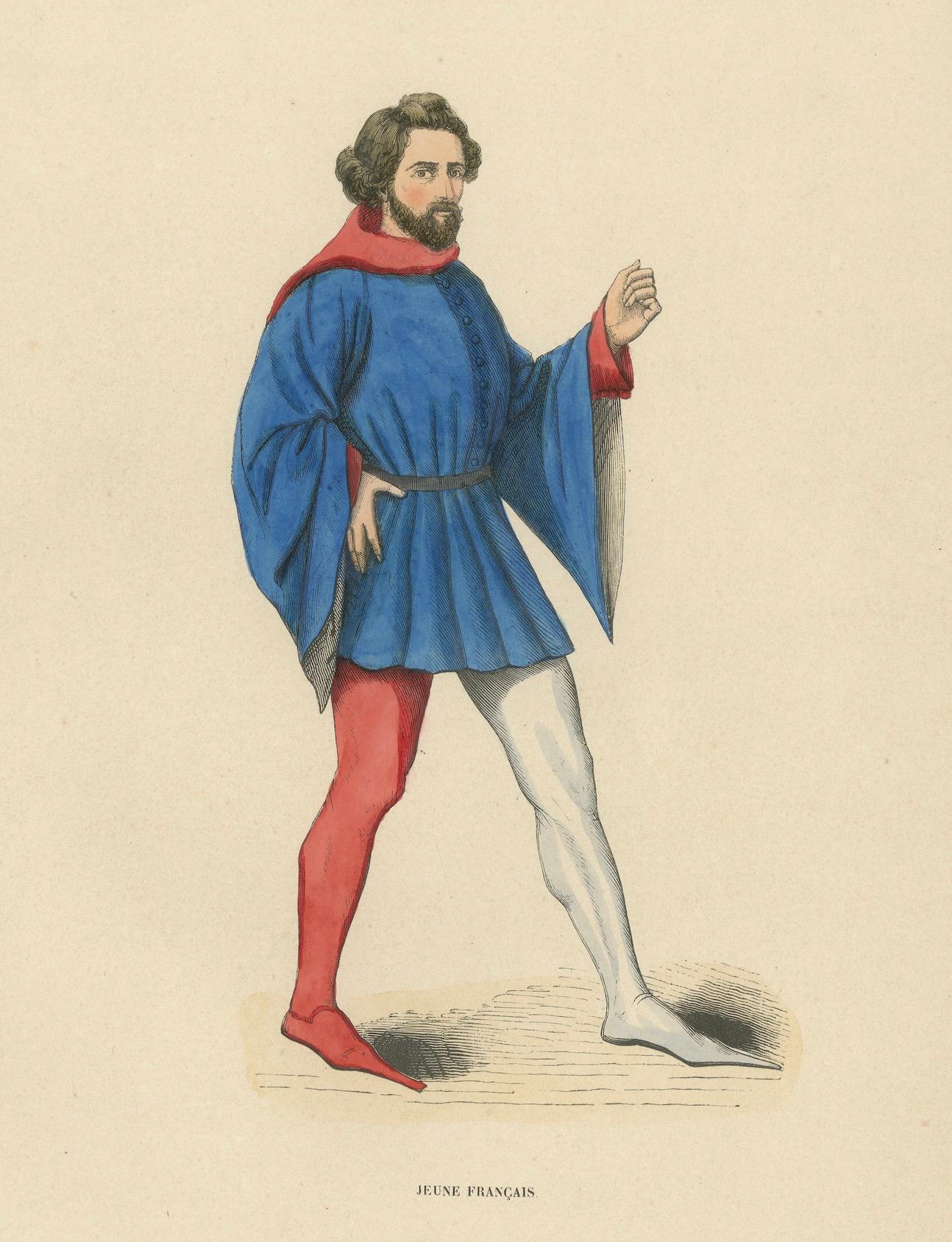 Französische Jugend im traditionellen mittelalterlichen Anzug, 1847 (Mittleres 19. Jahrhundert) im Angebot