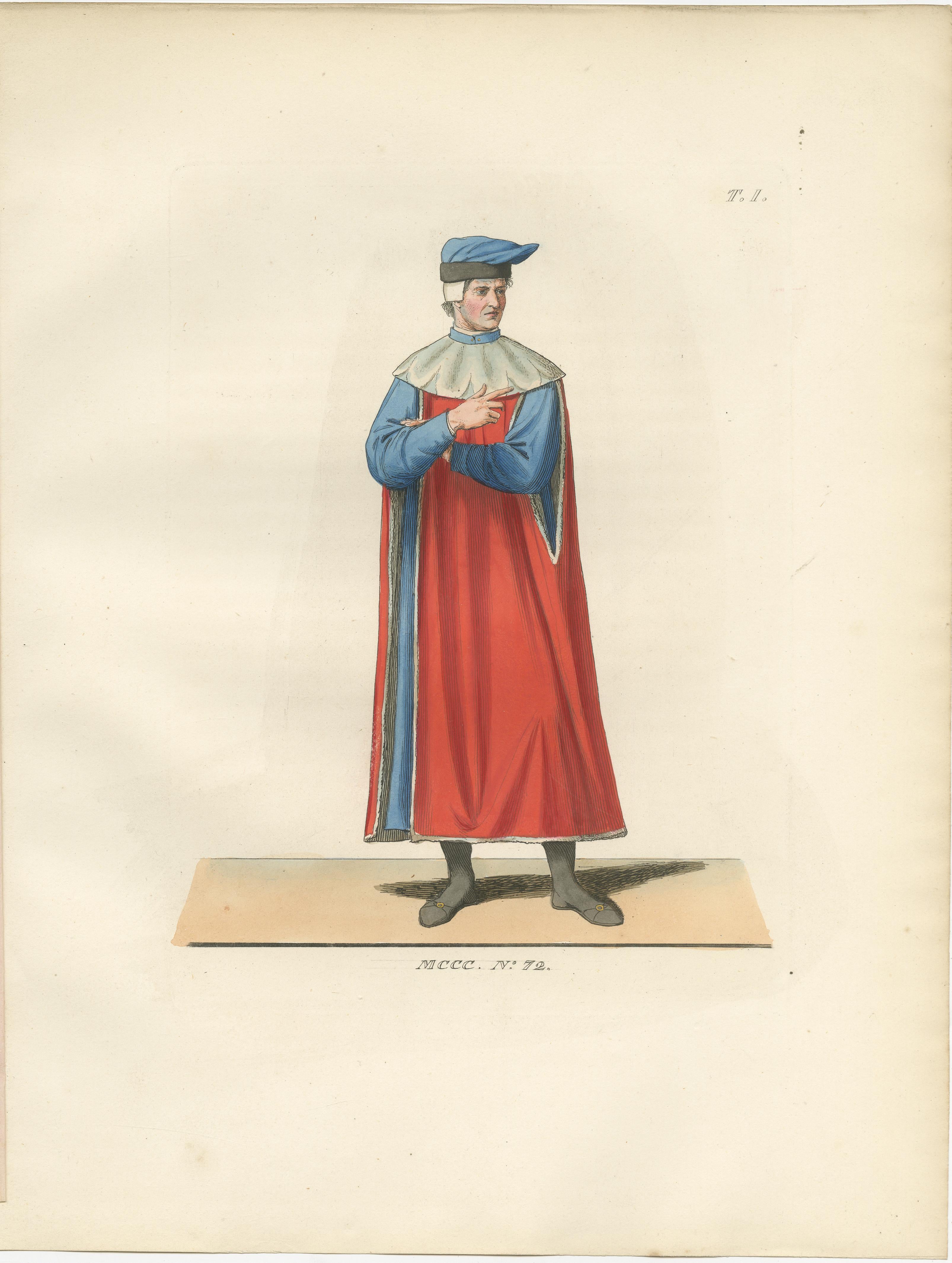 19th Century French Youth, Italian Nobleman and Noblewoman in Renaissance Costume, 1845 Print For Sale