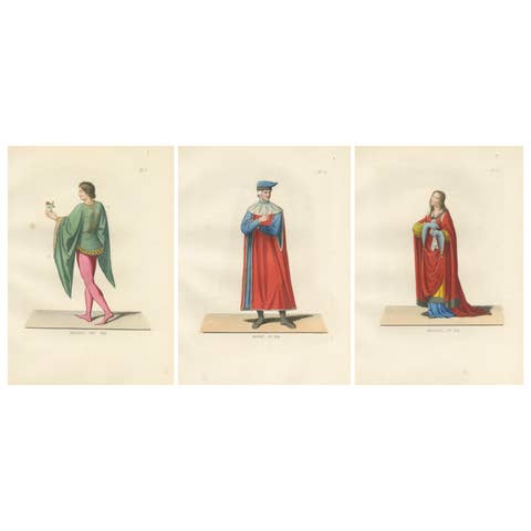 French Youth, Italian Nobleman and Noblewoman in Renaissance Costume, 1845 Print