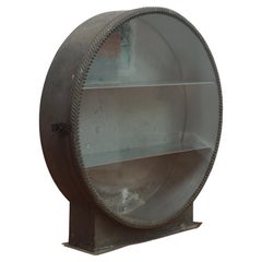 French Zinc and Glass Oeil De Boeuf Vitrine Cabinet