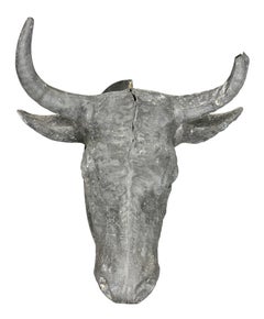 French Zinc Bulls Head Wall Mount