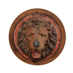 French Zinc Lion Head Wall Plaque from Early 20th Century