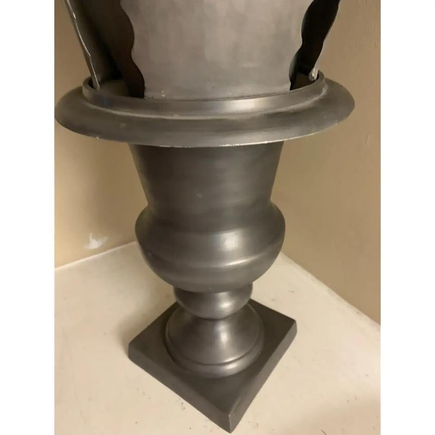 Hand-Crafted French Zinc Sculpture of Agave Cactus Plant in Urn, in the Art Deco Taste