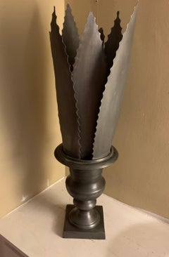 French Zinc Sculpture of Faux Agave Plant in Urn, in the Art Deco Taste