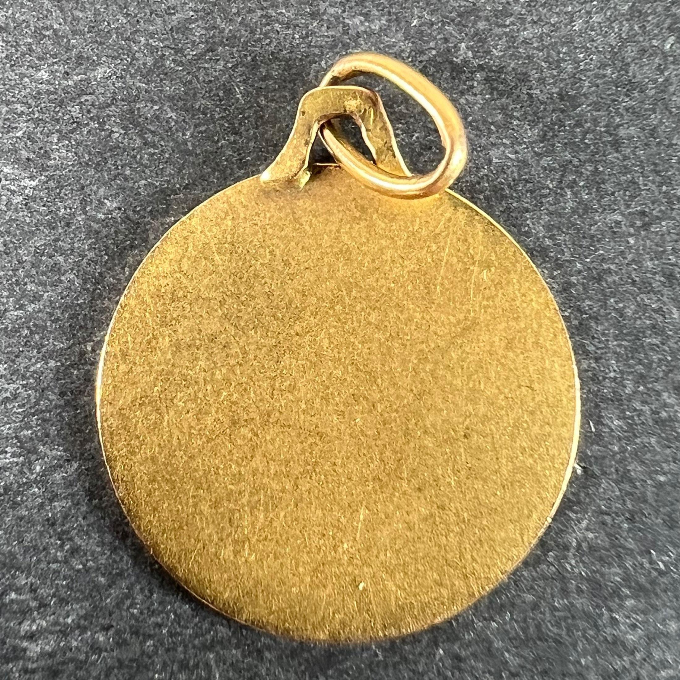 Ciondolo a forma di medaglia con charme in oro giallo 18 carati con il segno zodiacale del Leone In condizioni buone in vendita a London, GB