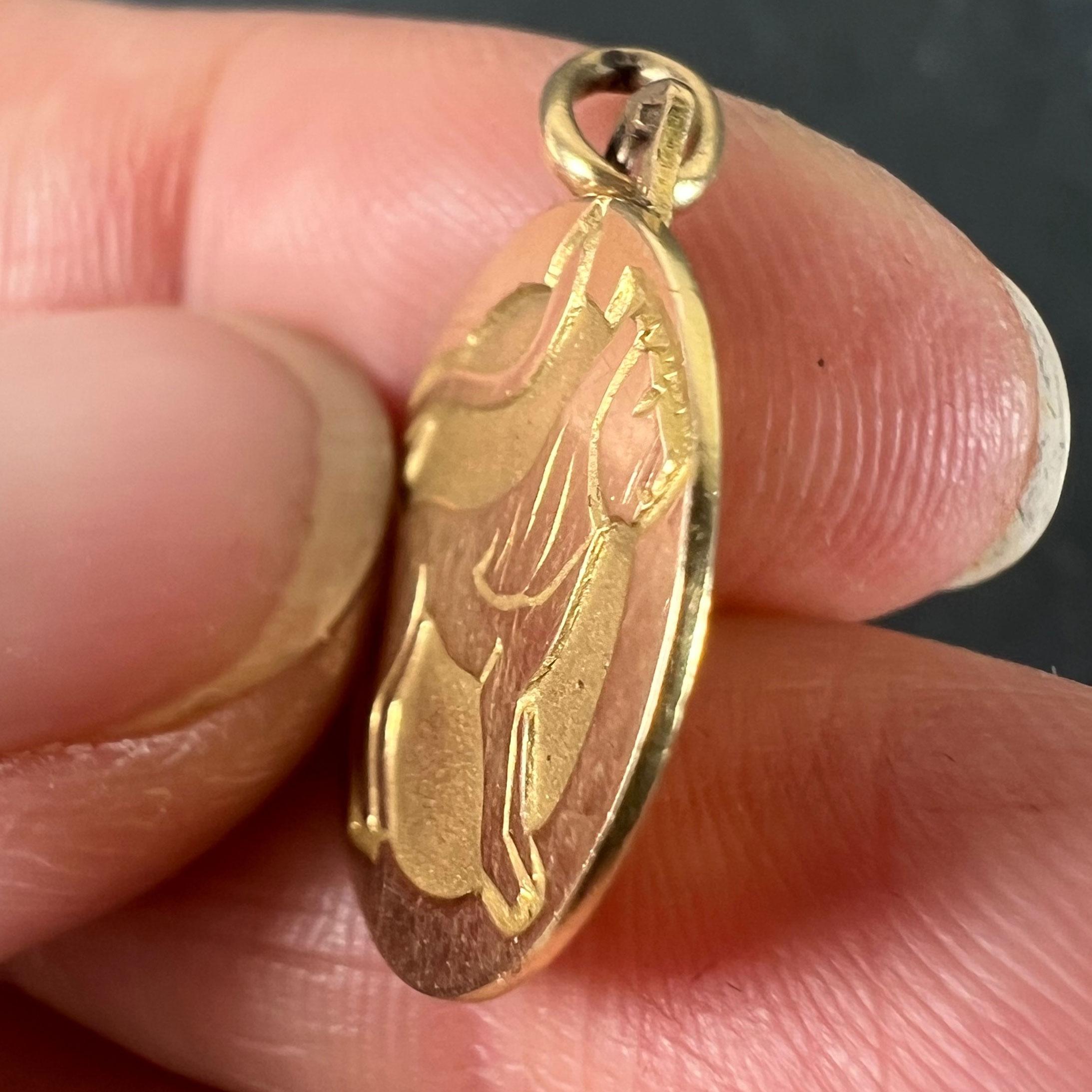 Ciondolo a forma di medaglia con charme in oro giallo 18 carati con il segno zodiacale del Leone in vendita 3