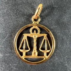 French Zodiac Libra Starsign 18K Yellow Gold Charm Pendant