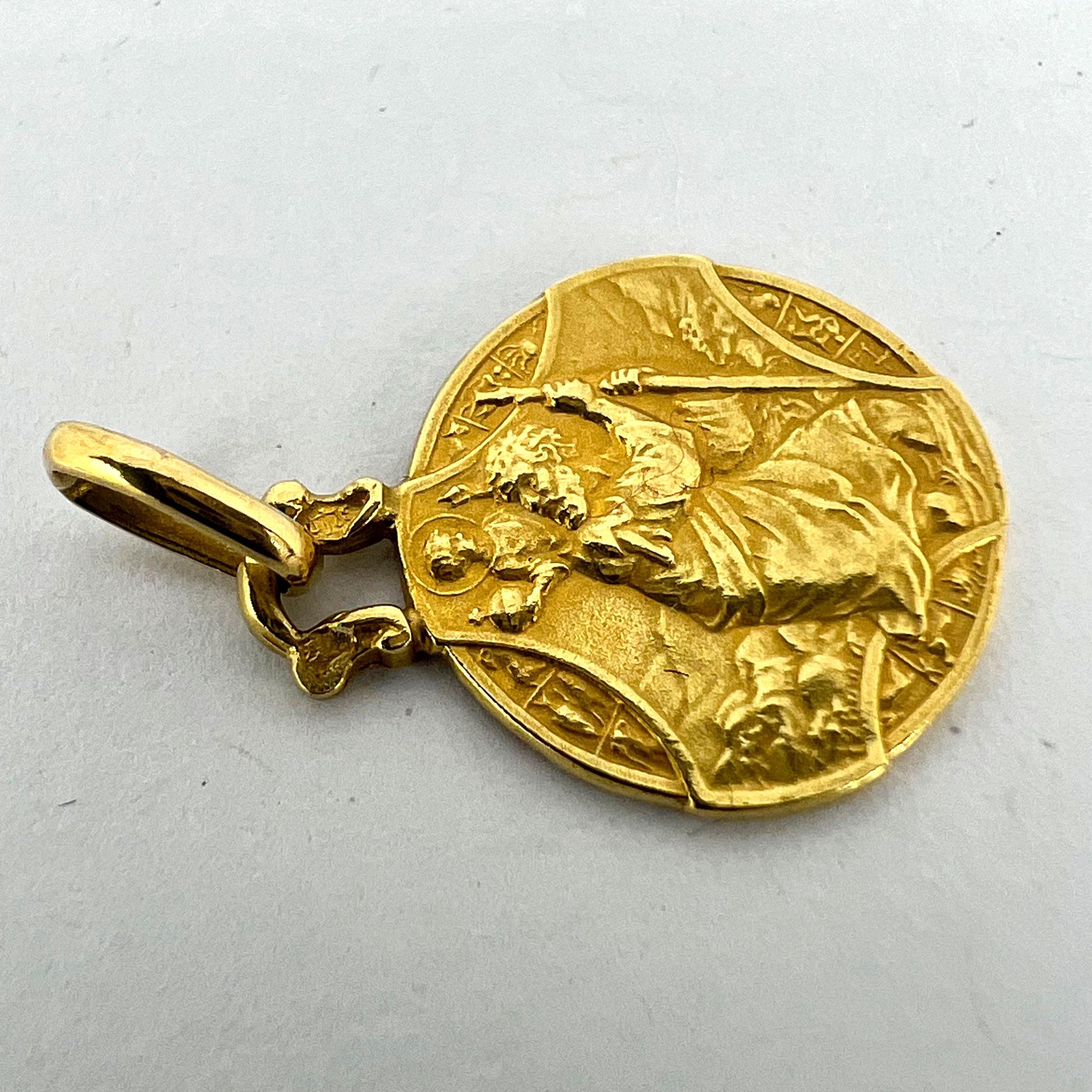French Zodiac Saint Christopher Triumph of Speed 18K Yellow Gold Charm Pendant 10