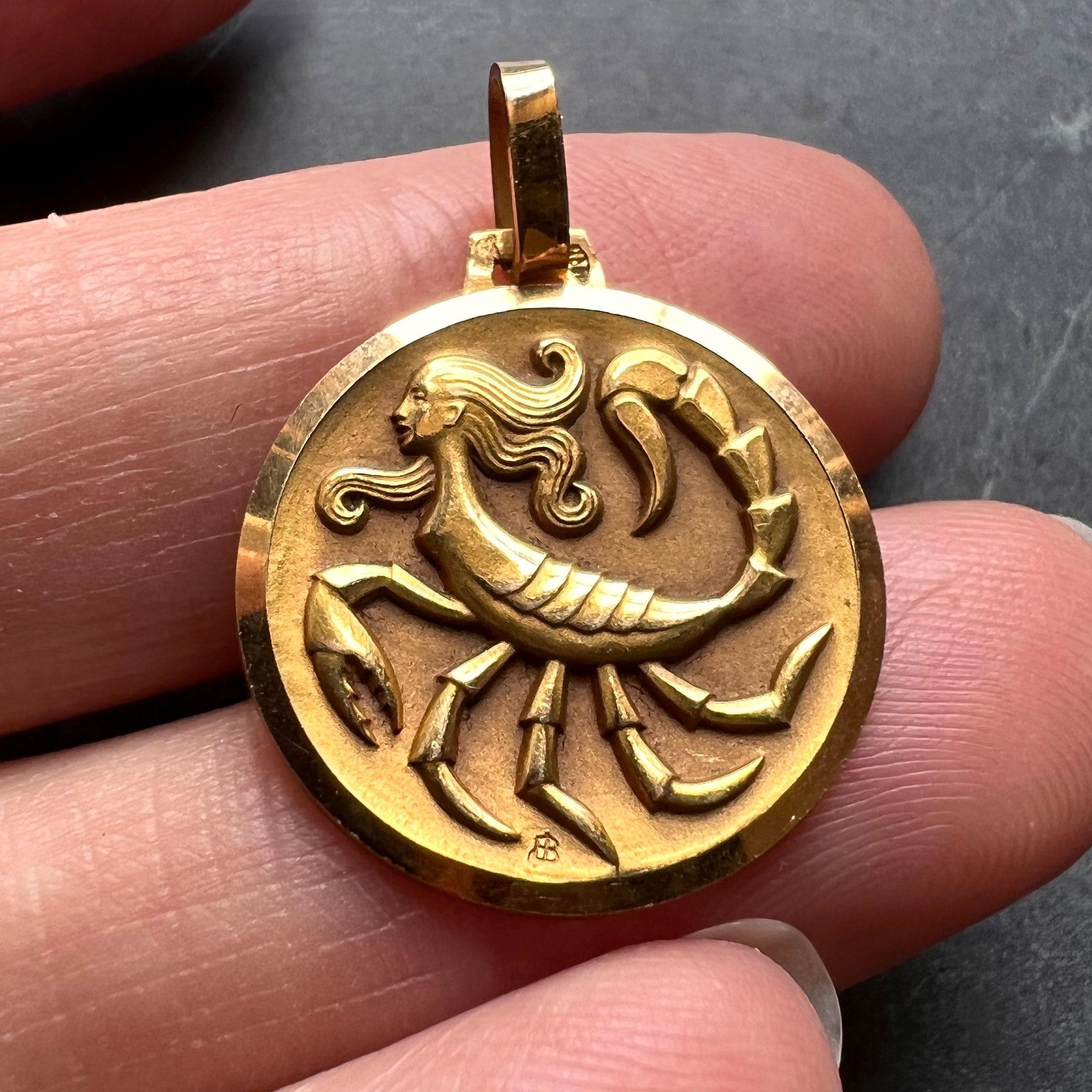 French Zodiac Scorpio Starsign 18K Yellow Gold Charm Pendant 1