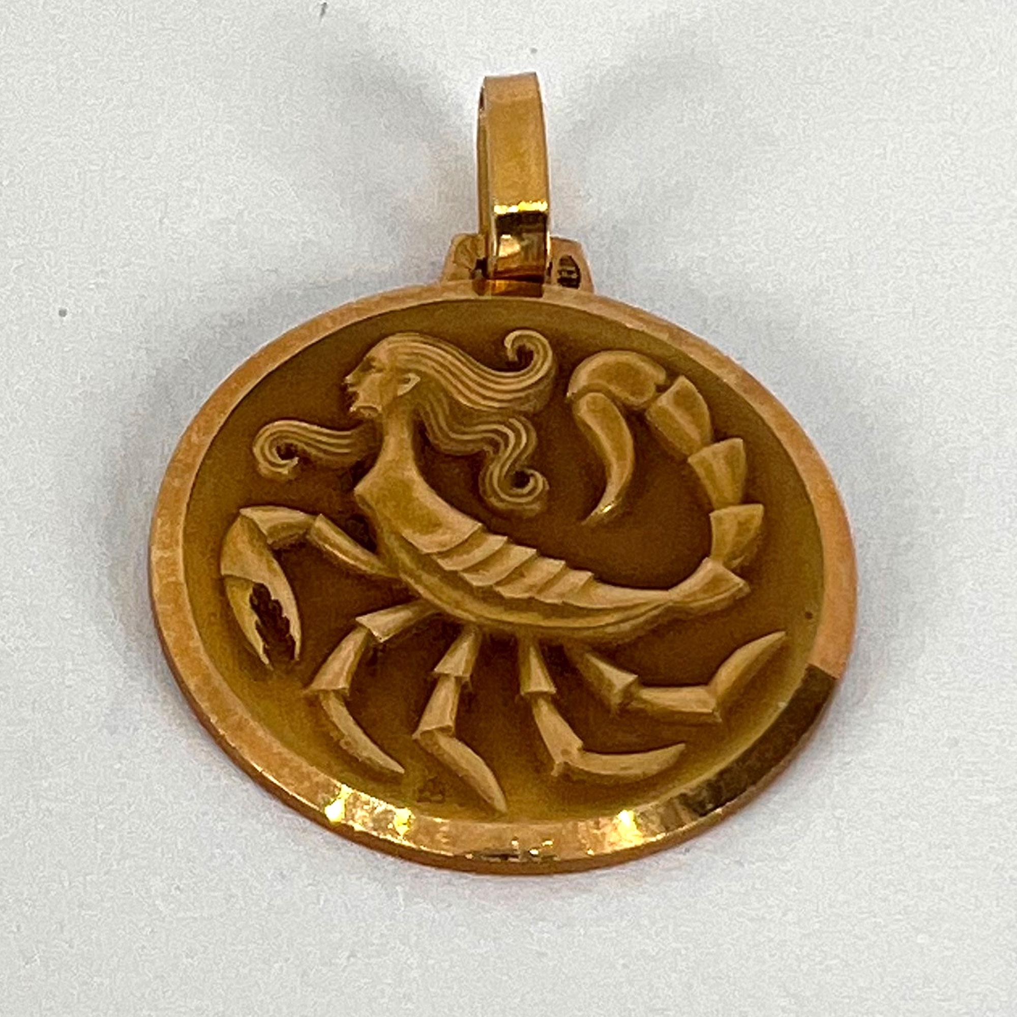 French Zodiac Scorpio Starsign 18K Yellow Gold Charm Pendant 5