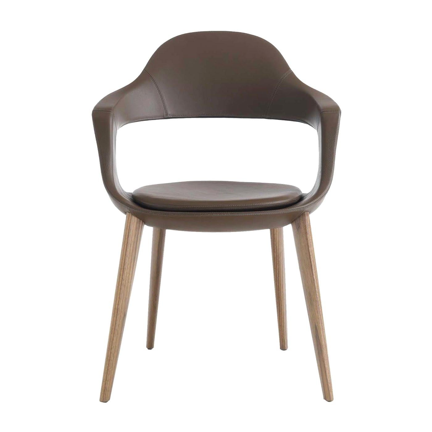 Frenchkiss High-Backed Wooden-Legged Chair by Stefano Bigi