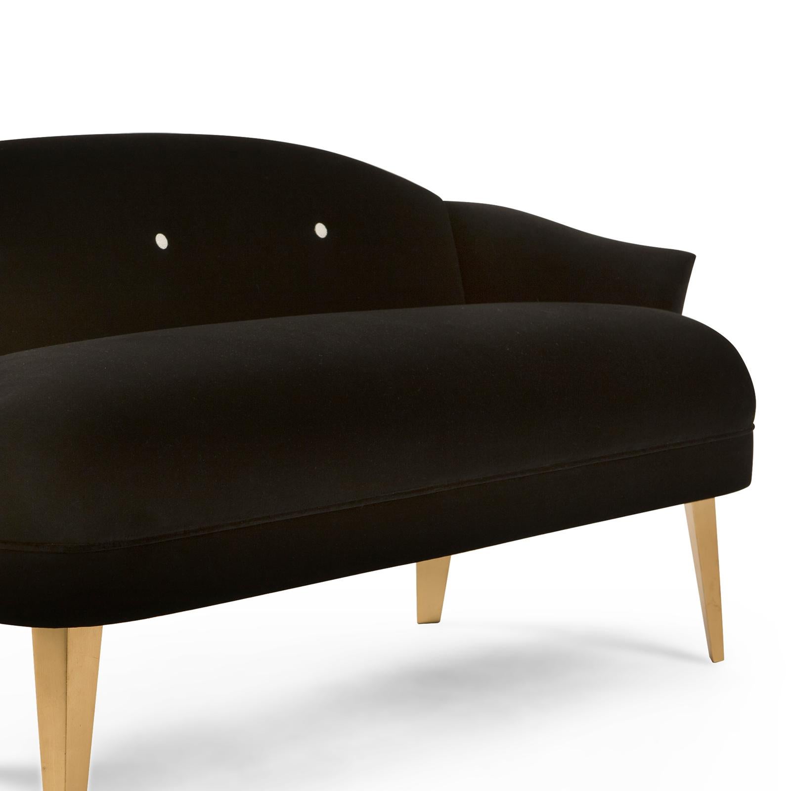 English Frenchy Sofa with Black Velvet Fabric For Sale