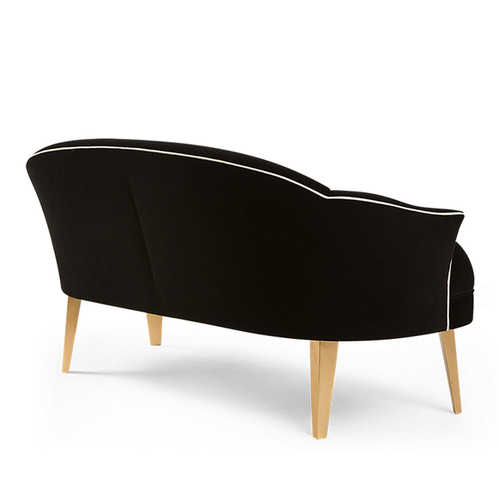 Sofa im französischen Stil mit schwarzem Samtstoff (Handgefertigt) im Angebot