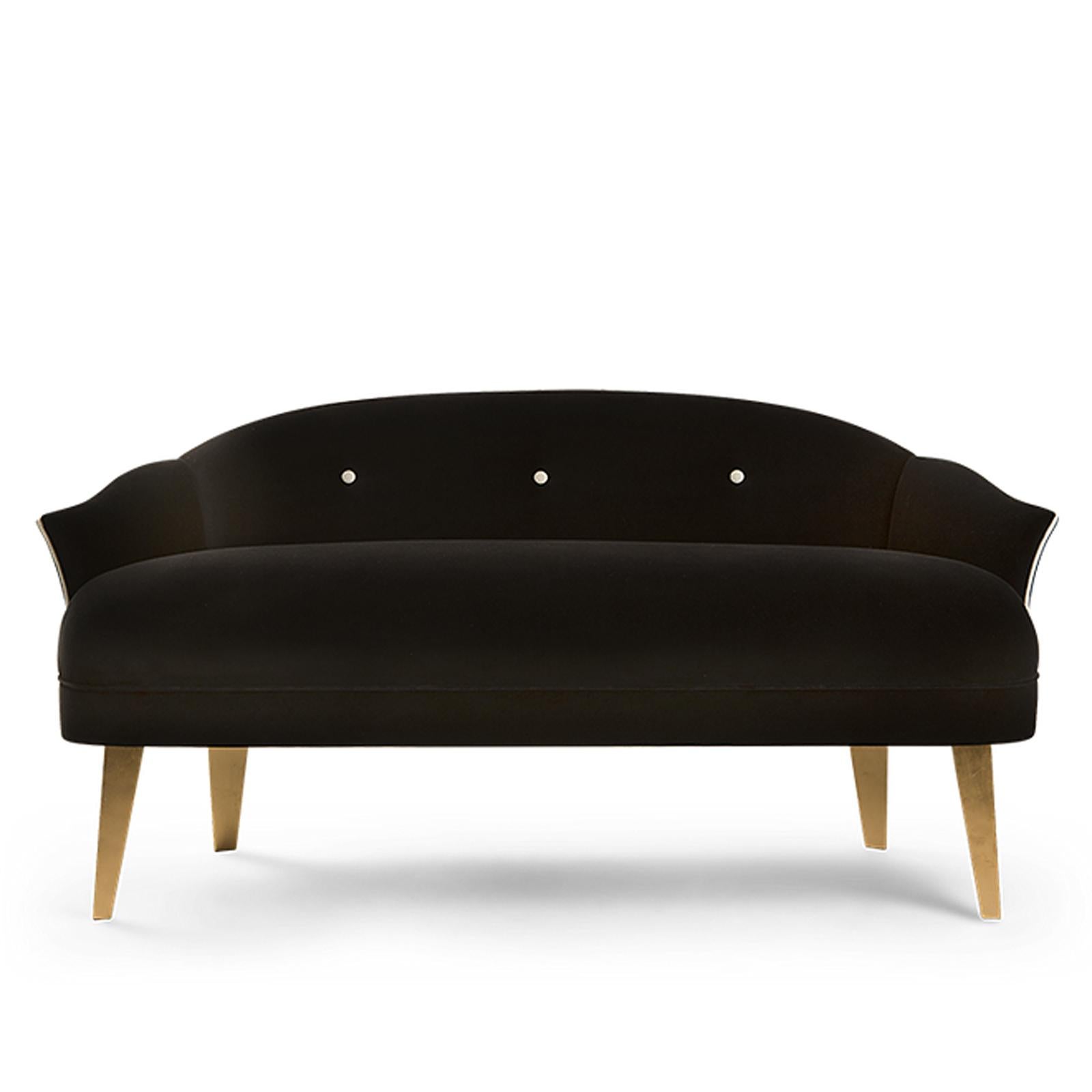 Sofa im französischen Stil mit schwarzem Samtstoff im Zustand „Hervorragend“ im Angebot in Paris, FR