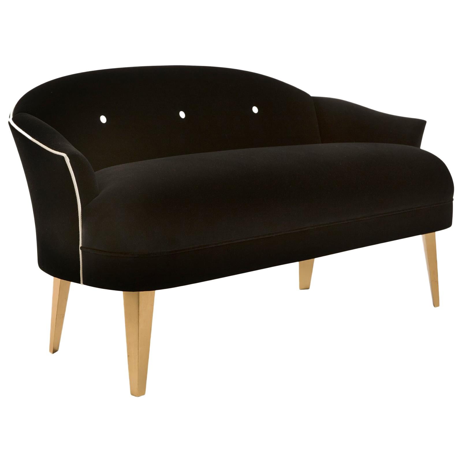 Frenchy Sofa with Black Velvet Fabric