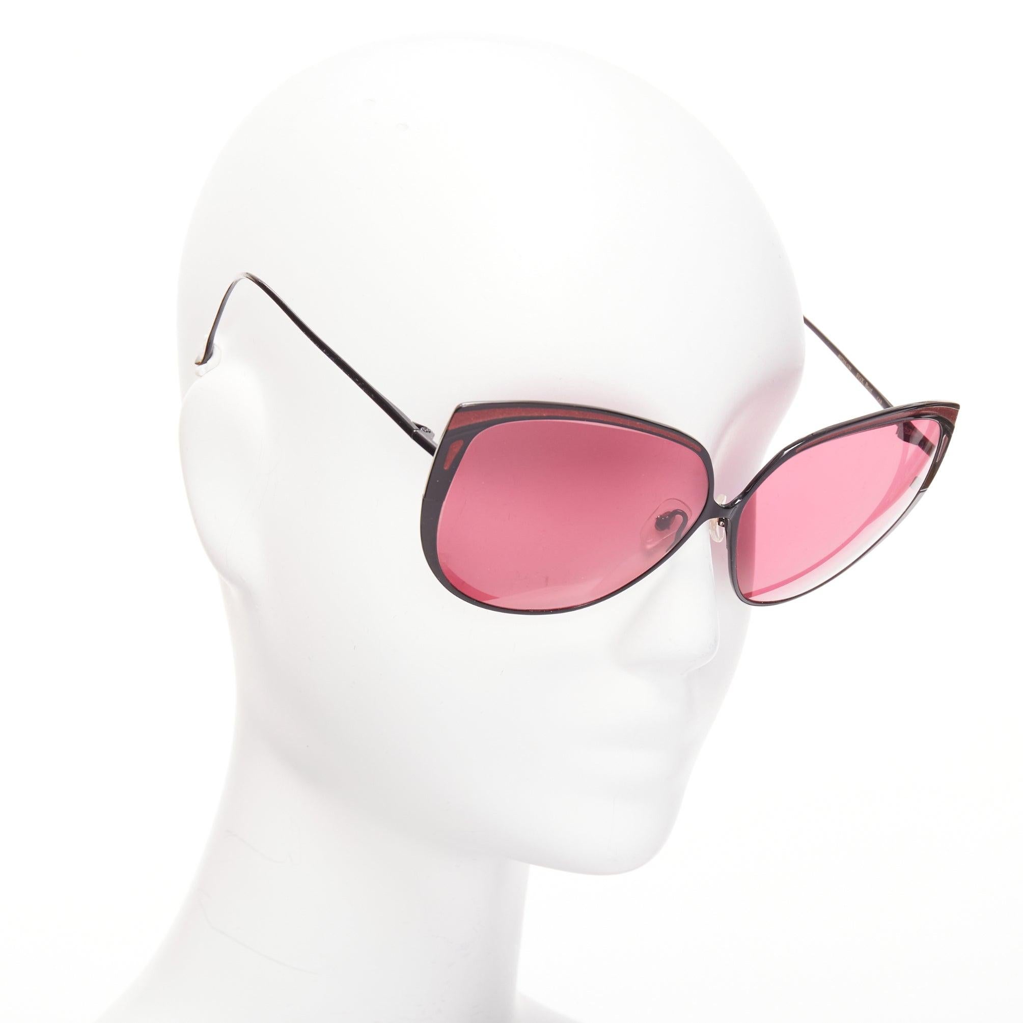 Gray FRENCY AND MERCURY Fox Beat pink lens red glitter oversize sunglasses For Sale