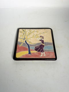 Frenh Emaux by Longwy Stand or Trivet Frabce 1940