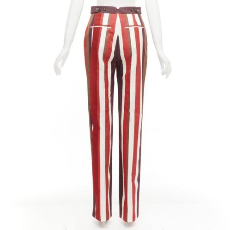 FRENKEN Pantalon large à rayures graphiques en laine de coton mélangée rouge IT34 XXS Pour femmes en vente