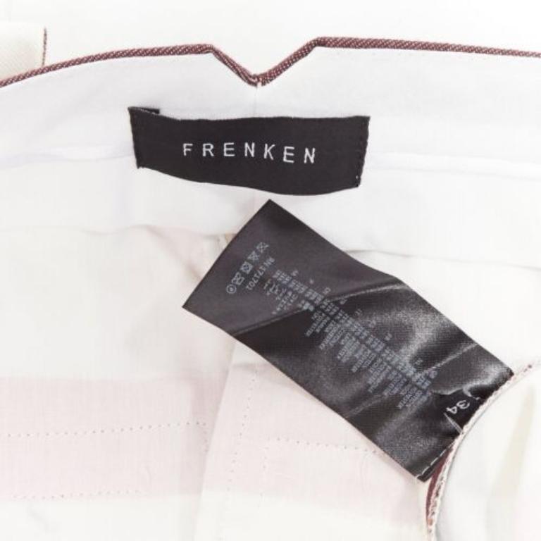 FRENKEN Pantalon large à rayures graphiques en laine de coton mélangée rouge IT34 XXS en vente 3