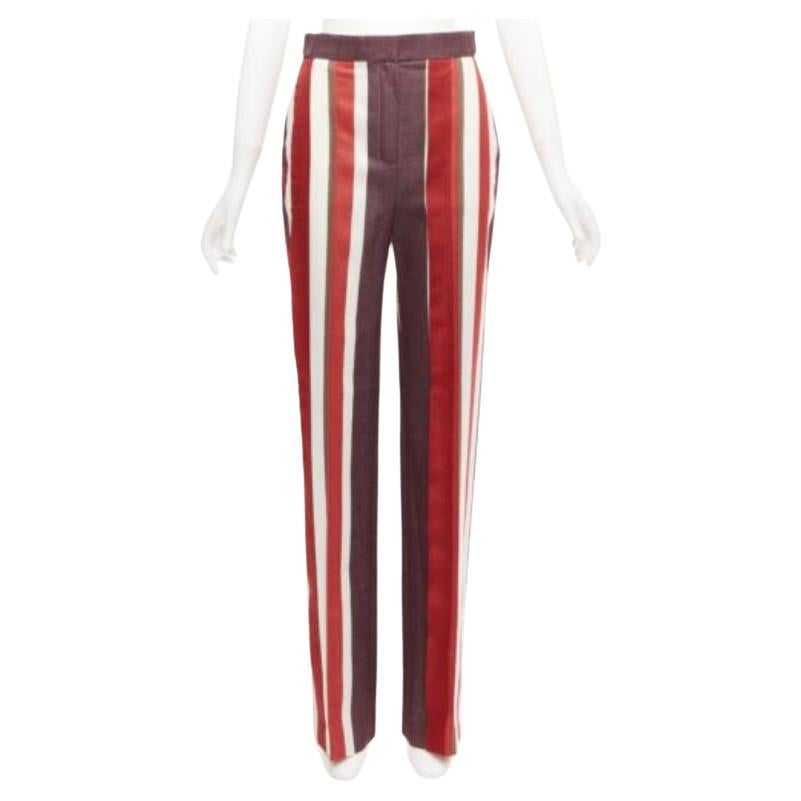 FRENKEN Pantalon large à rayures graphiques en laine de coton mélangée rouge IT34 XXS