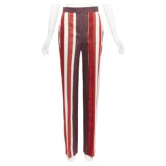 FRENKEN red cotton wool blend graphic stripe wide leg pants IT34 XXS
