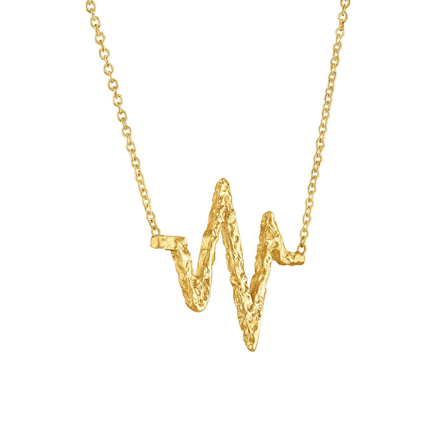 Artisan Frequency Symbol Necklace in 22k Gold, by Tagili For Sale