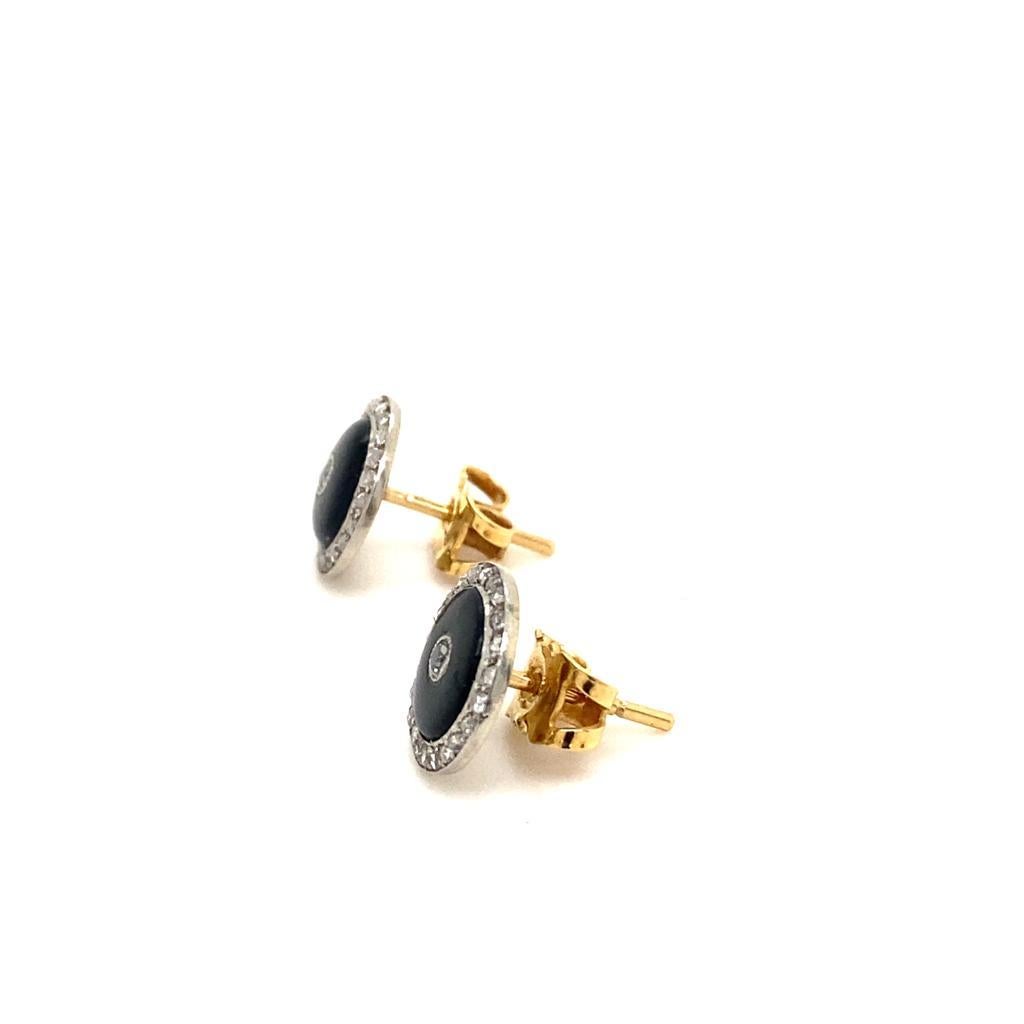 Art Deco Frere Lacloche Platinum Onyx and Diamond Stud Earrings, Circa 1930 In Good Condition In London, GB