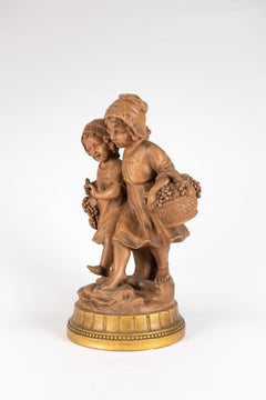 Frères Carli: romantische Gruppe aus Terrakotta von Gustave van Vaerenbergh